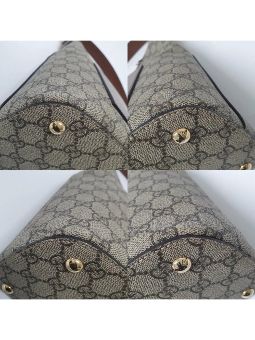 Authentic Gucci GG Supreme Canvas Shoulder Bag Brown Leather Trim | Designer - Picture 5 of 11